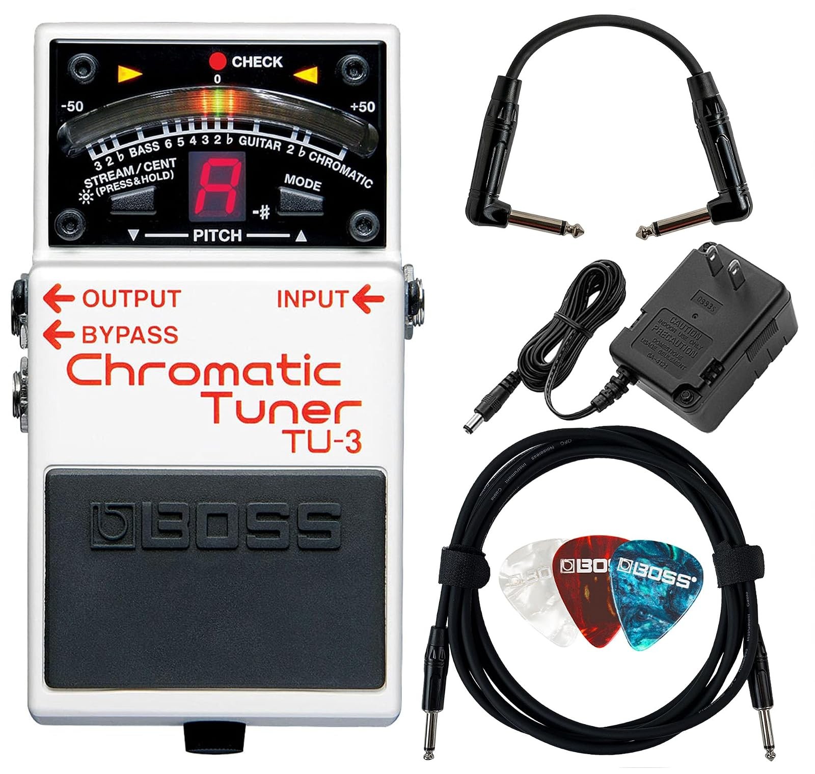 Chromatic Tuner Bundle Boss TU3 Power Supply Picks