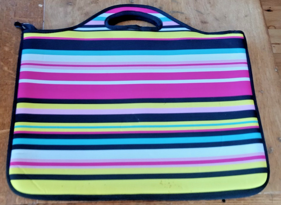 MacBeth Collection 15.6" Handle Zipper Sleeve, Multi Striped Cool Pop Laptop Bag