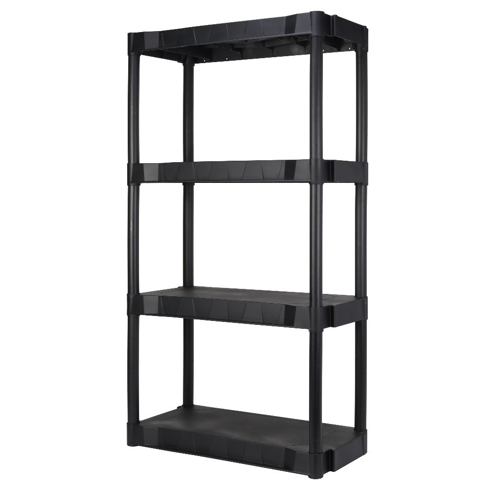 4 Tier Heavy Duty Storage Shelving Unit Black Plastic Shelf 280 lb Capacity