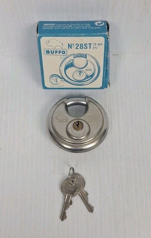 Buffo No 28ST 70mm Stainless Steel Padlock & 2 Keys Hardened Made In Germany