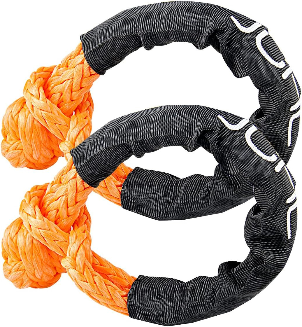 2 Pack Soft Shackles 1/2in x 23in 56,000 lb Synthetic Recovery Rope with Bag