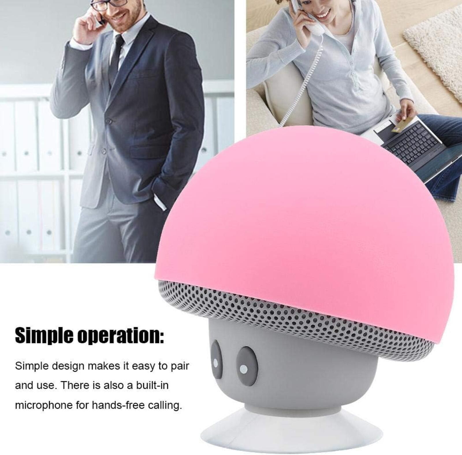 Ciglow Mini Bluetooth Mushroom Speaker, 5V 3W Wireless Audio with Suction Cup