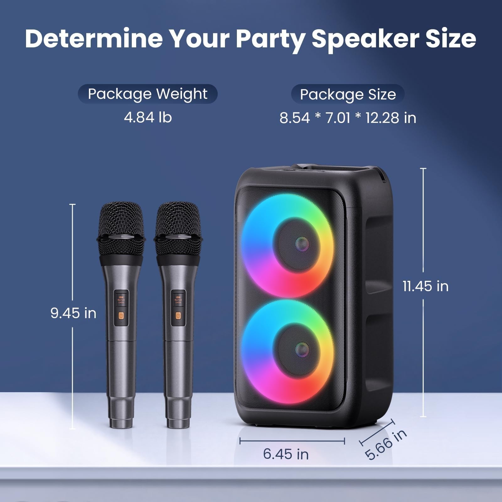 Wireless Bluetooth Speaker with 2 Microphones - Portable Karaoke Party System wi