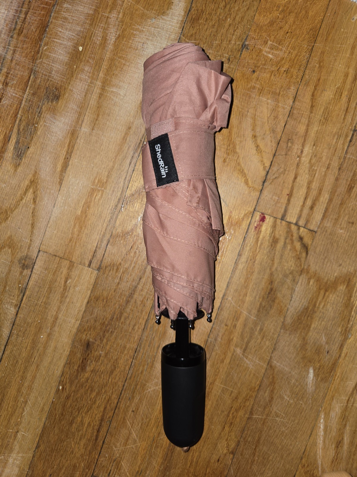 ShedRain Compact Travel Umbrella Pink Folding Portable