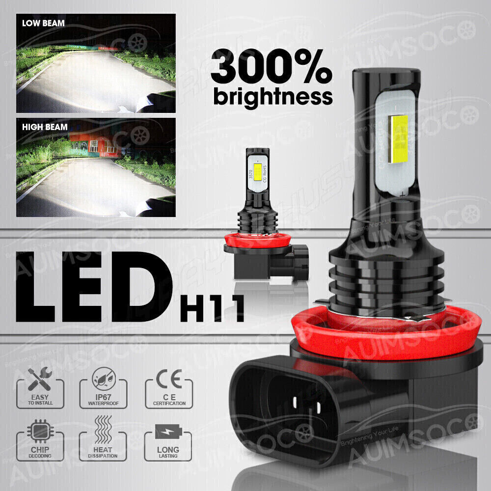 LED Headlight Bulbs Combo Kit 9005 + H11 High Low Beam 6500K White Super Bright