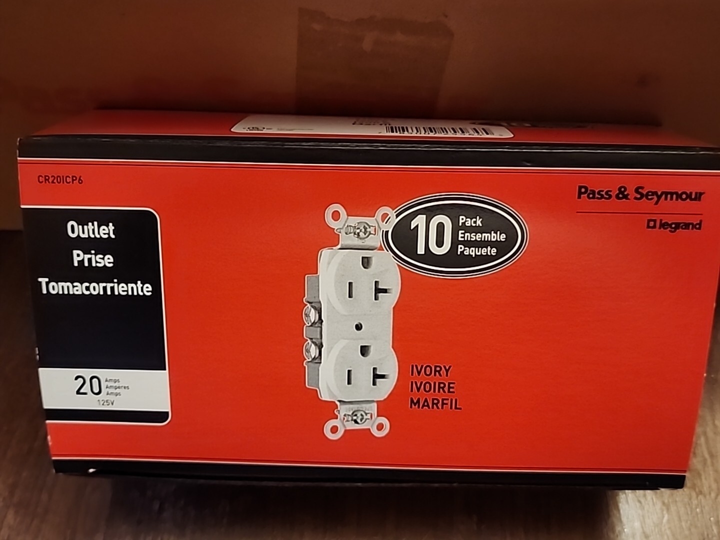 10 Pk Pass & Seymour CR20ICO6 Duplex Receptacles 20A 125V Commercial Grade White