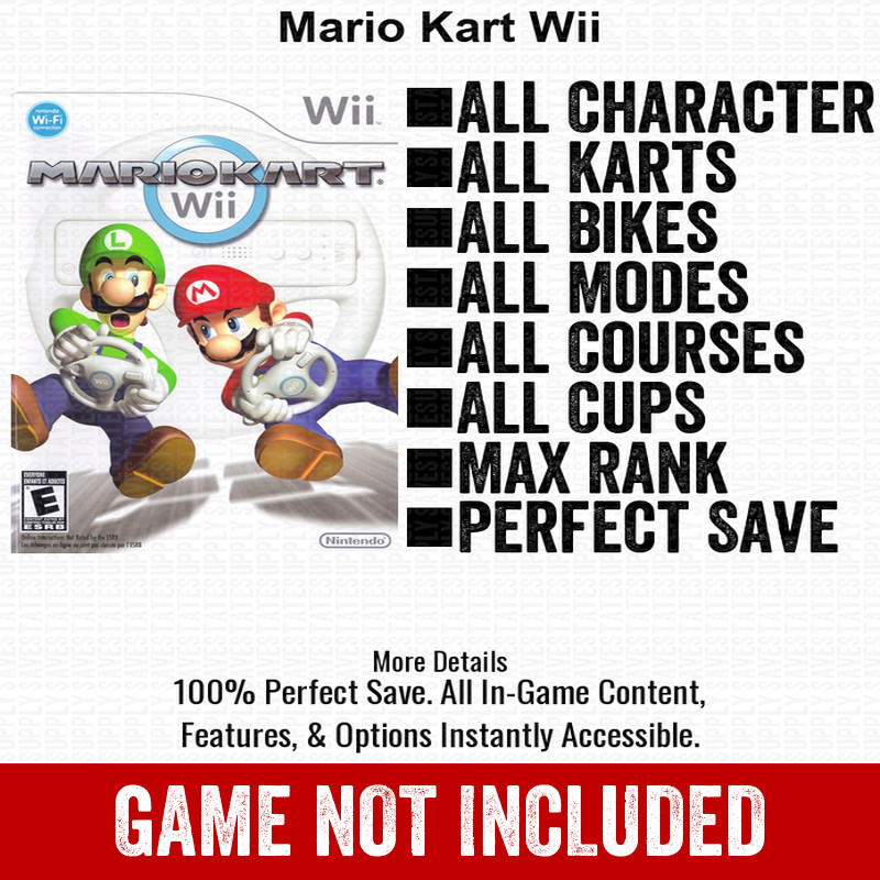 Mario Kart Wii 100% Unlocked All Items SD Card Nintendo Wii