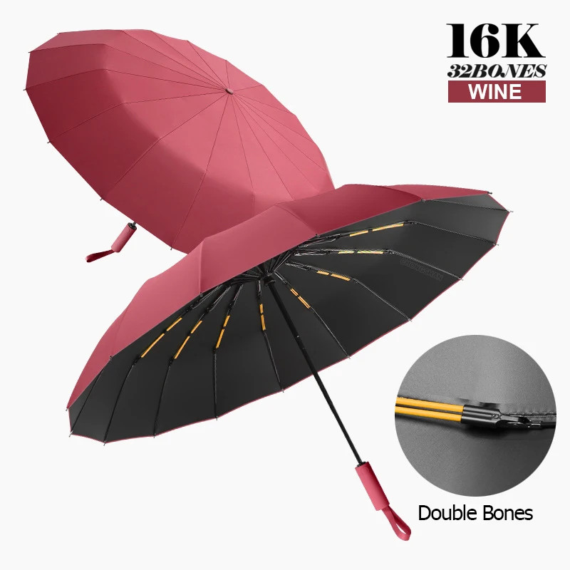 Automatic Folding Umbrella 16K Double Bone Large UV Windproof Compact Sun Rain