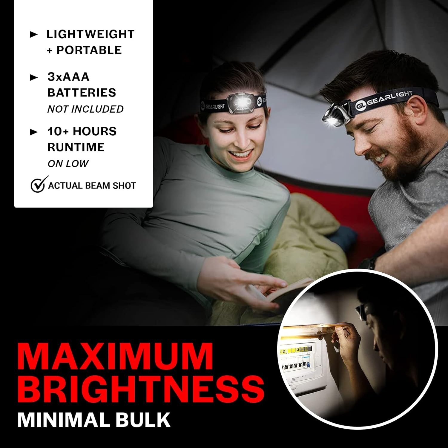 Versatile LED Headlamp Set - 2 Adjustable, Water-Resistant Lights for Every Need
