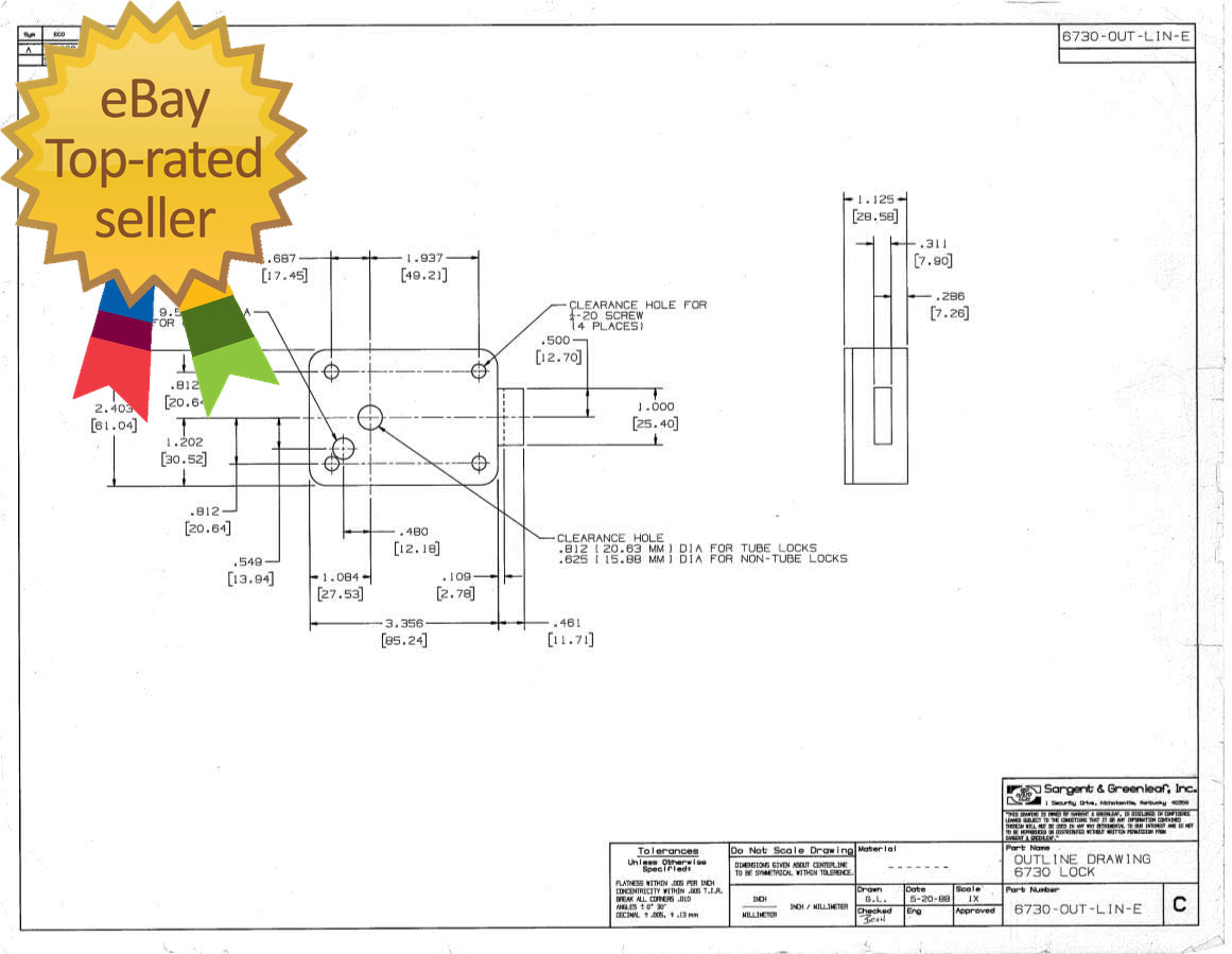 S&G Model 6730-100 Mechanical Safe Lock Kit