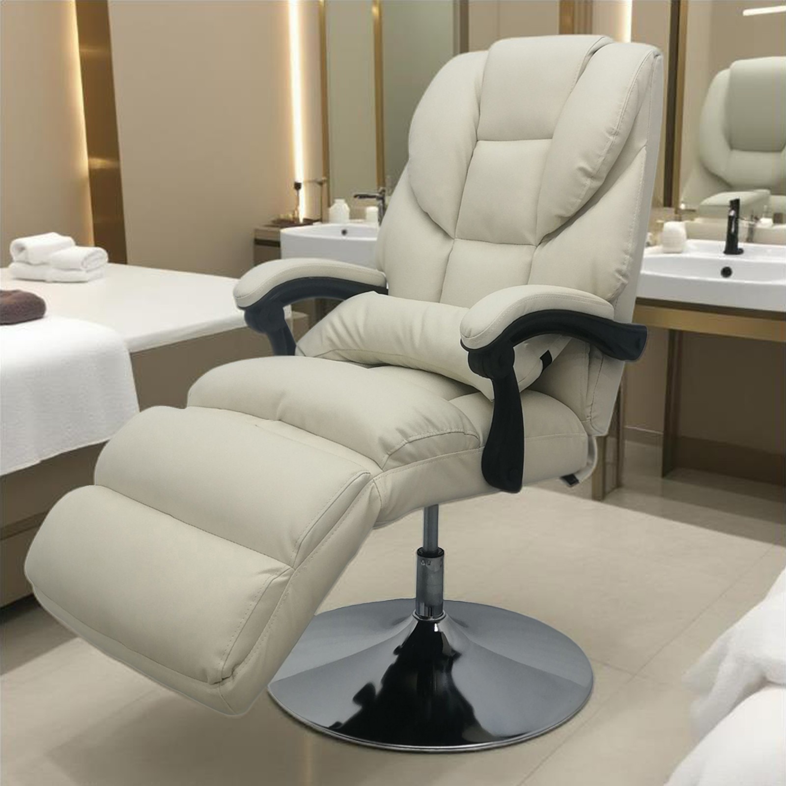 360 Degree Rotating White Air Pressure Facial Massage Bed Spa Table Salon Chair