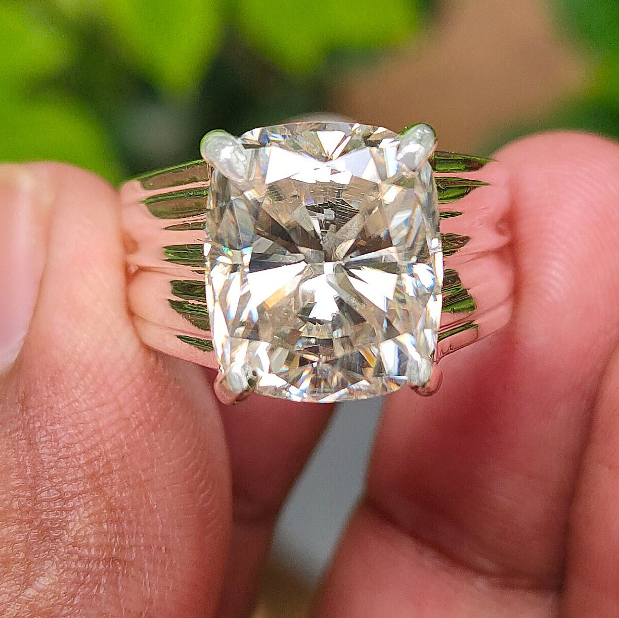 RARE 9.65 Ct Certified White Diamond Men's Ring-Great Shine-FREE Diamond Studs