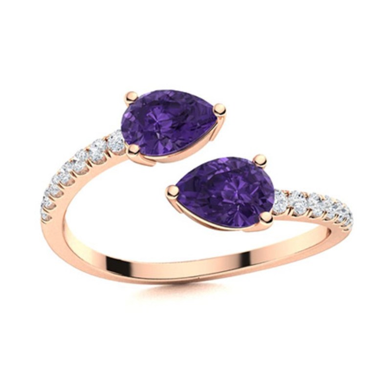 February Birth Amethyst Stone 925 Silver Byapss Engagement New Ring Jewelry