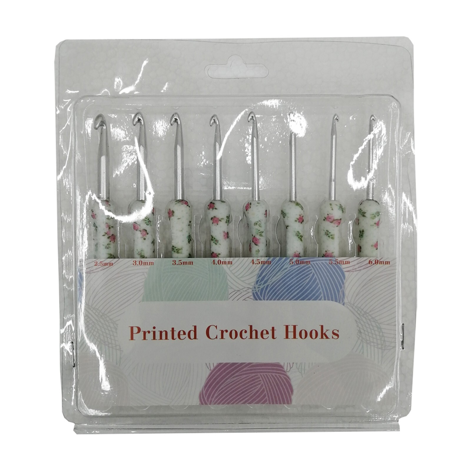 8pcs Hooks Needles Knit Weave Soft Pottery Crochet White Printed Crochet Hooks