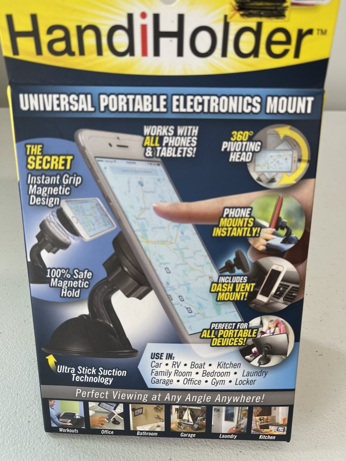 UNIVERSAL PORTABLE ELECTRONICS MOUNT WORKS WITH ALL PHONES & TABLETS NEW