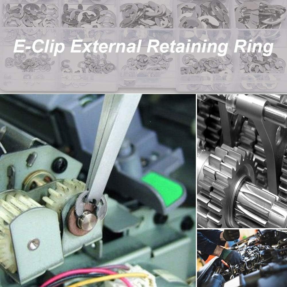 380Pcs Stainless Steel E-Clip Circlip Kit Retaining Ring Assortment Set 14 Sizes
