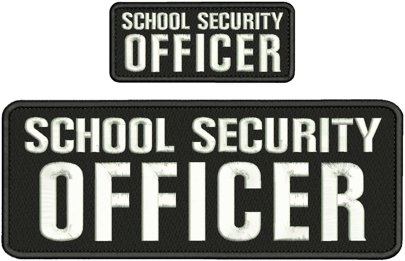 SCHOOL Security OFFICER embroidery patches 4x11 and 2x5 hook on white letters