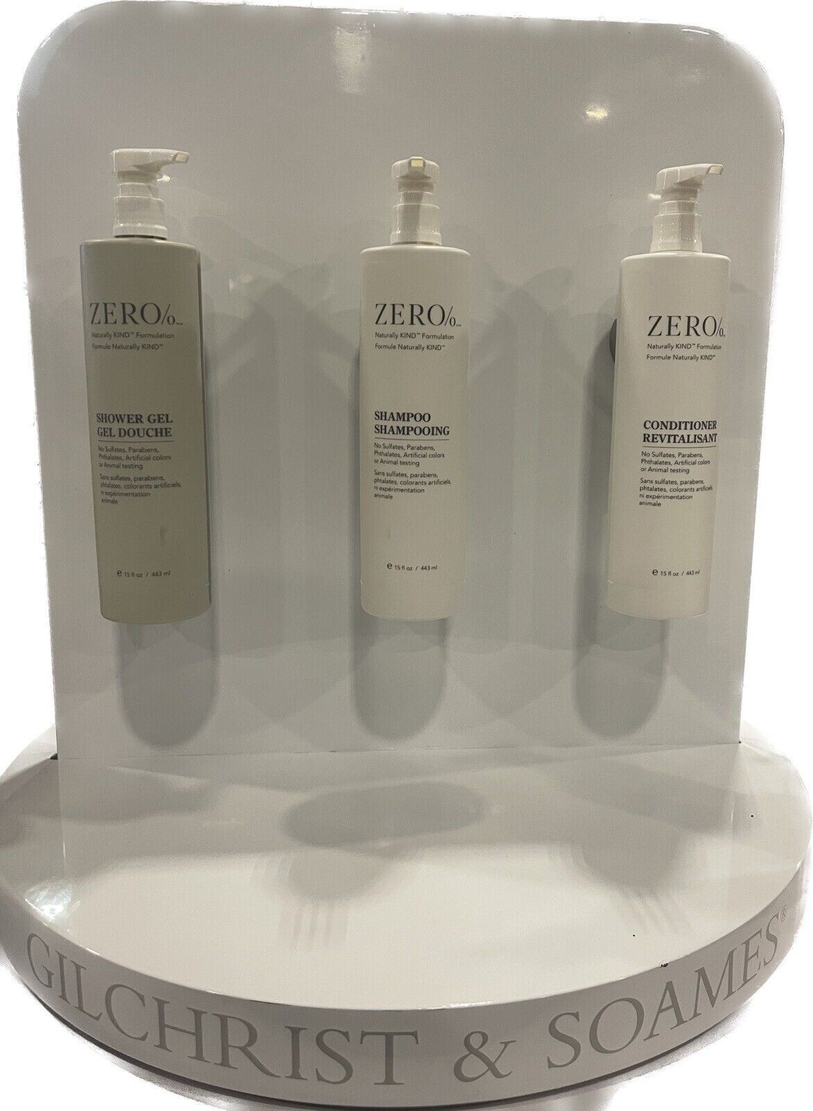 Gilchrist & Soames Zero% Set: Shampoo Conditioner & Shower Gel – 15.5oz Each New