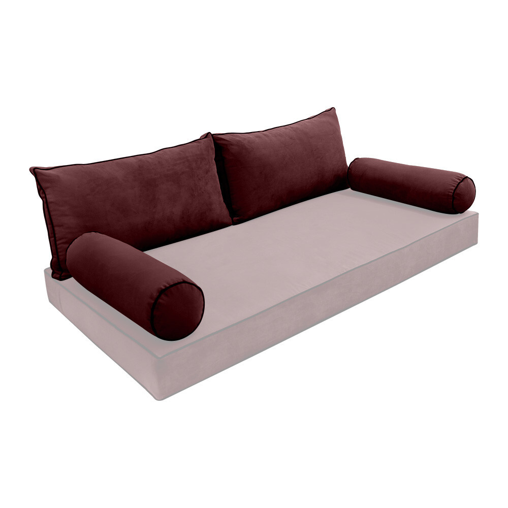 COVER ONLY Model V2 Twin Velvet Contrast Indoor Daybed Cushion Bolster - AD368