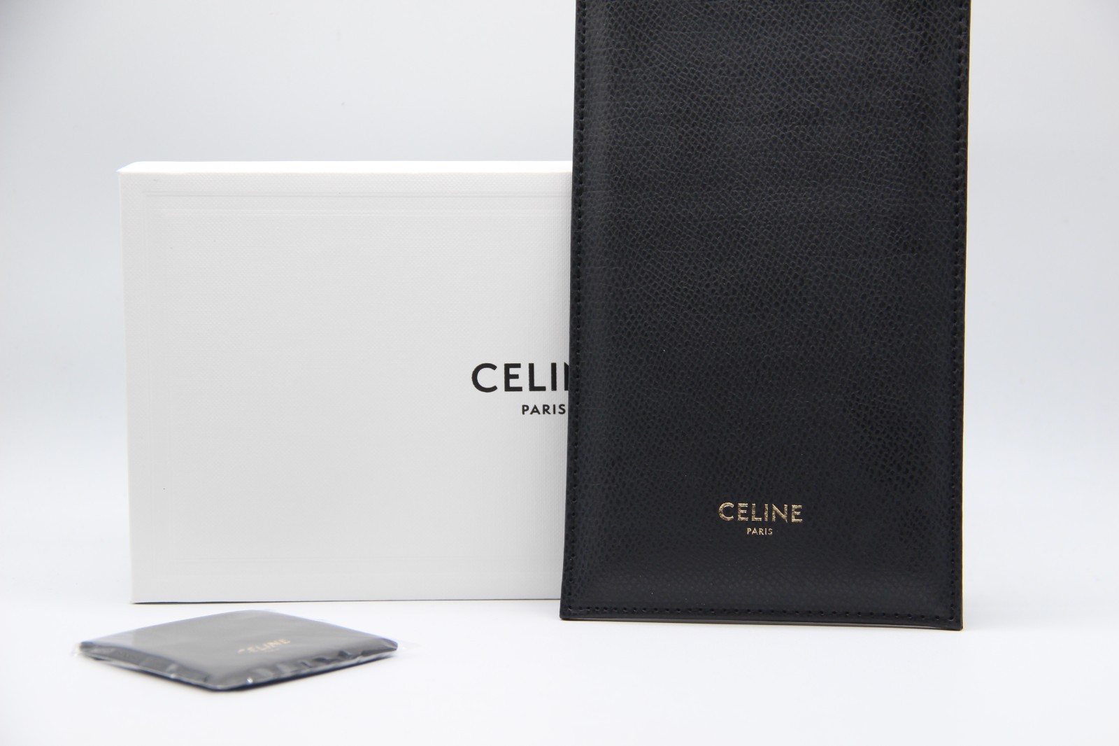 NEW CELINE BLACK LARGE AUTHENTIC SUNGLASSES EYEGLASSES CASE W/CLOTH & BOX