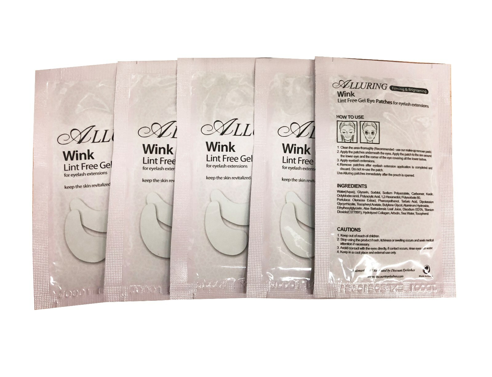 Eyelash Extensions 50 prs Alluring Wink Me Collagen Under Eye Pads Lint free