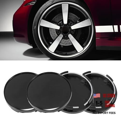 4PCS Wheel Center Caps, 2.36in X 2.2in X 0.57in Snap-in Center Caps for black