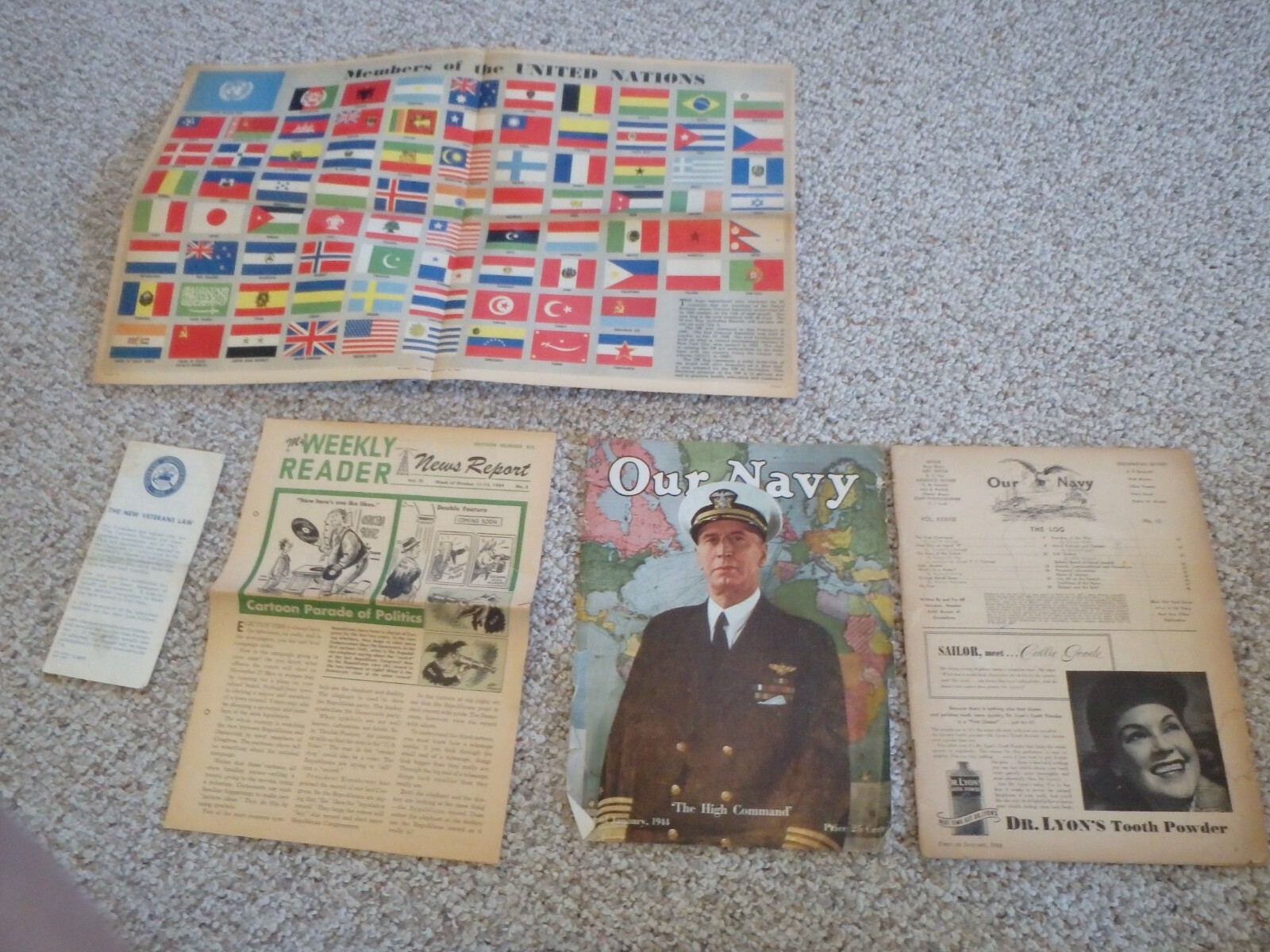 OUR  NAVY 1944 MAGAZINE UNITED NATIONS  U S NAVY MEDWAY ISLAND  WORLD WAR WW11