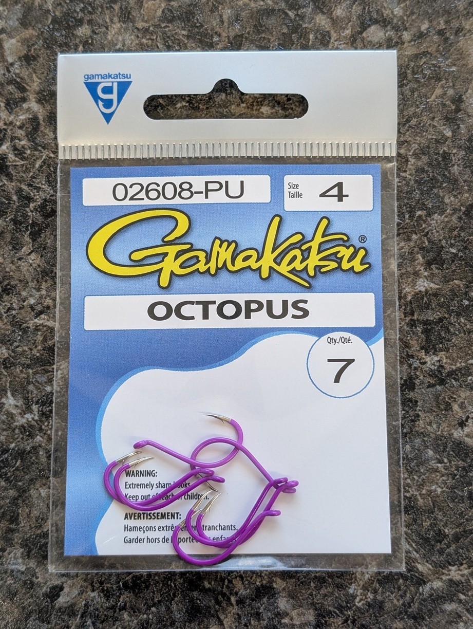 Gamakatsu 02608-PU Octopus Hooks - Fluorescent Purple - Size 4 - Bait Hooks