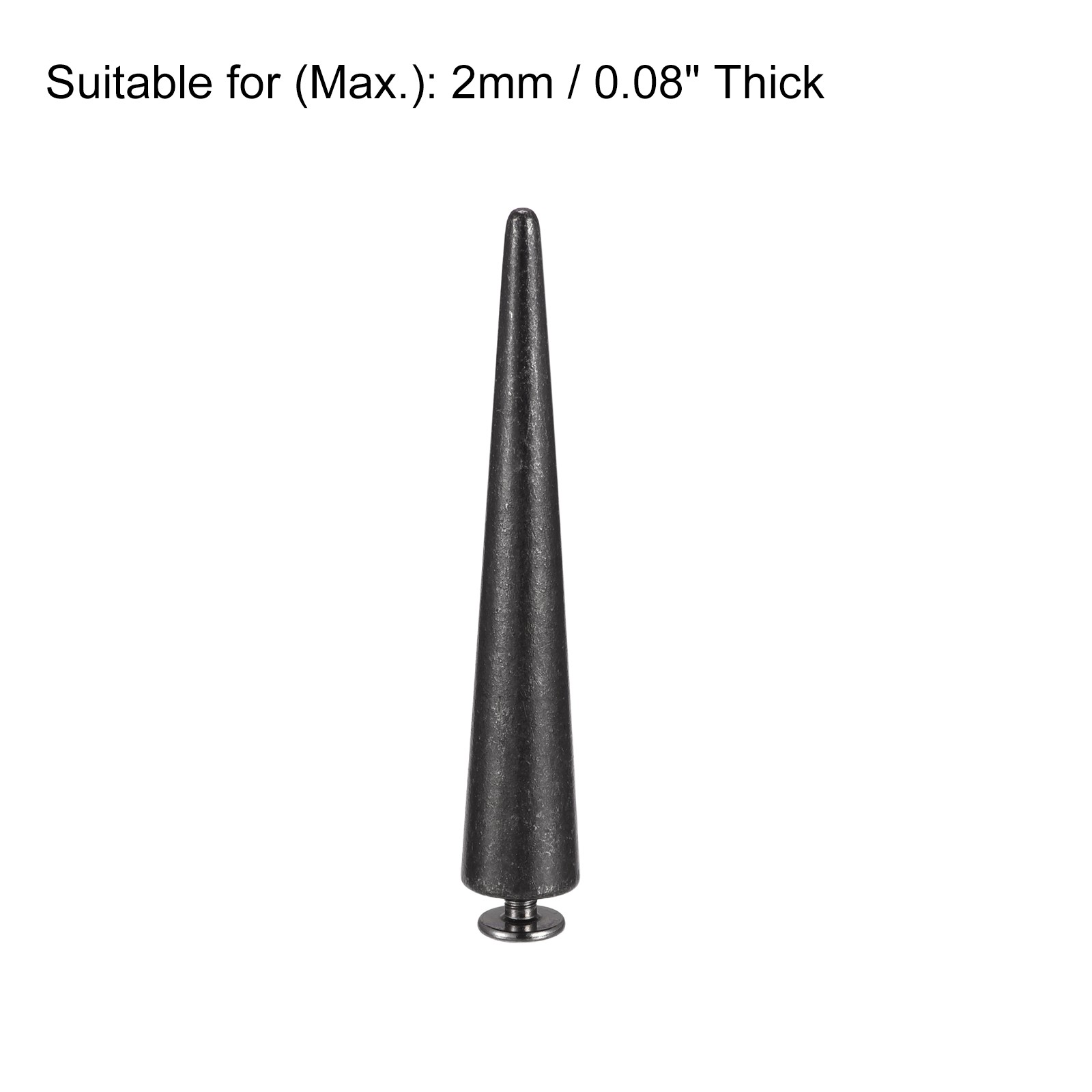 10x55mm Screw Back Rivets, 15 Sets Solid Leather Studs for DIY Black