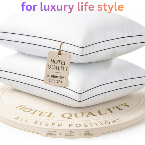 Set of 2 Bed Pillows Medium Support Gusset Down Feather Pillows, King or Queen