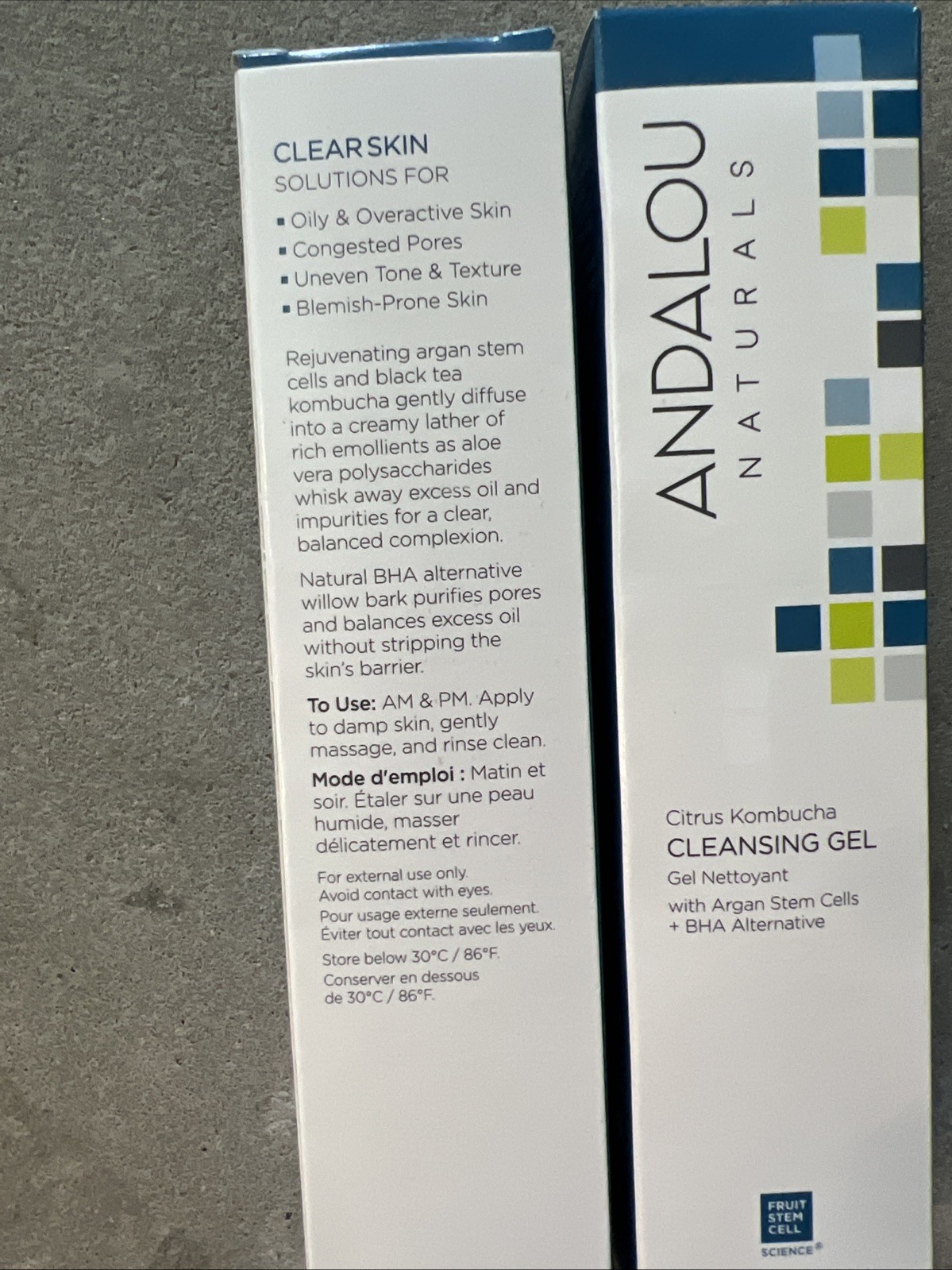 2 Bottles ANDALOU NATURALS Cleansing Gel 6 oz, Citrus Kombucha