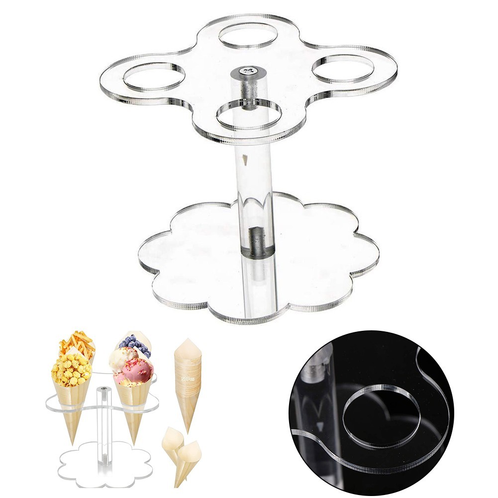 Acrylic 4 Holes Ice Cream Cone Holder for Graduation and Party Display