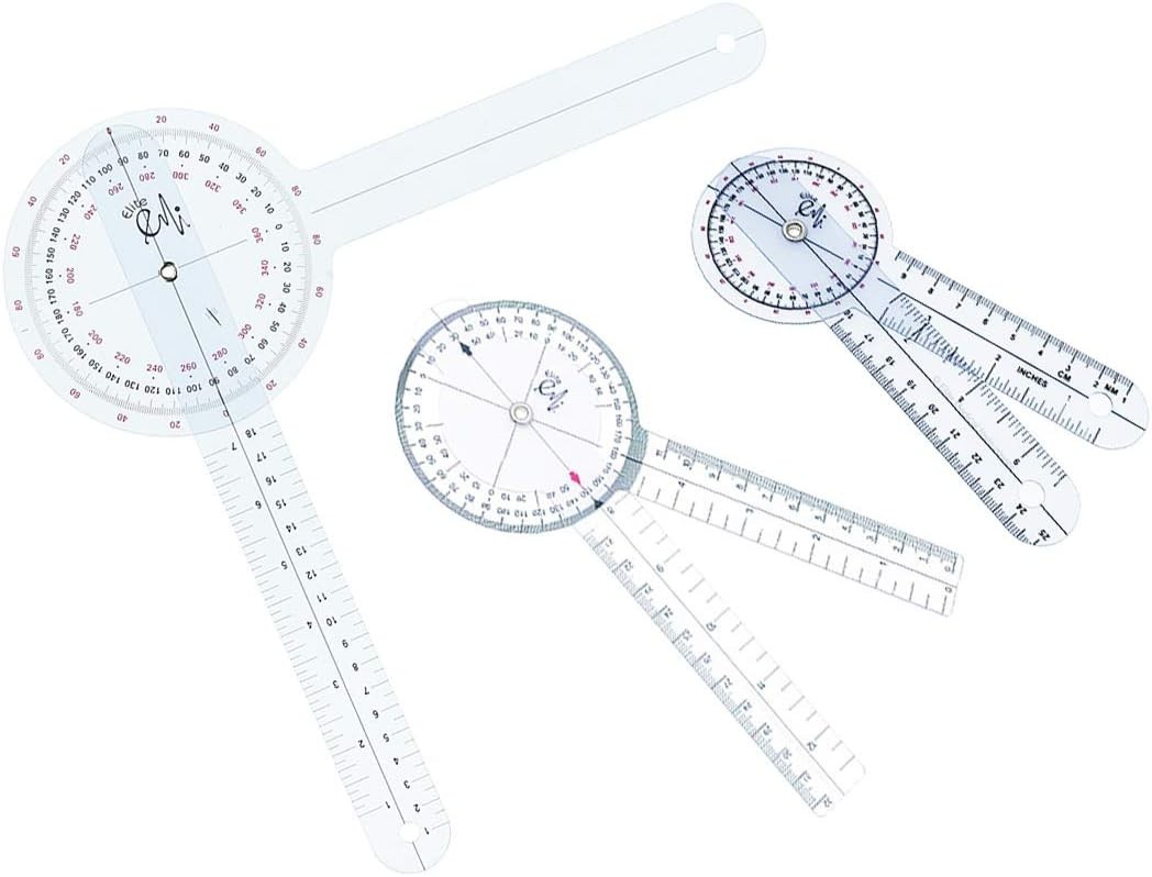 Essential Goniometer Set 12", 8", 6" - Great for Precision Measurements