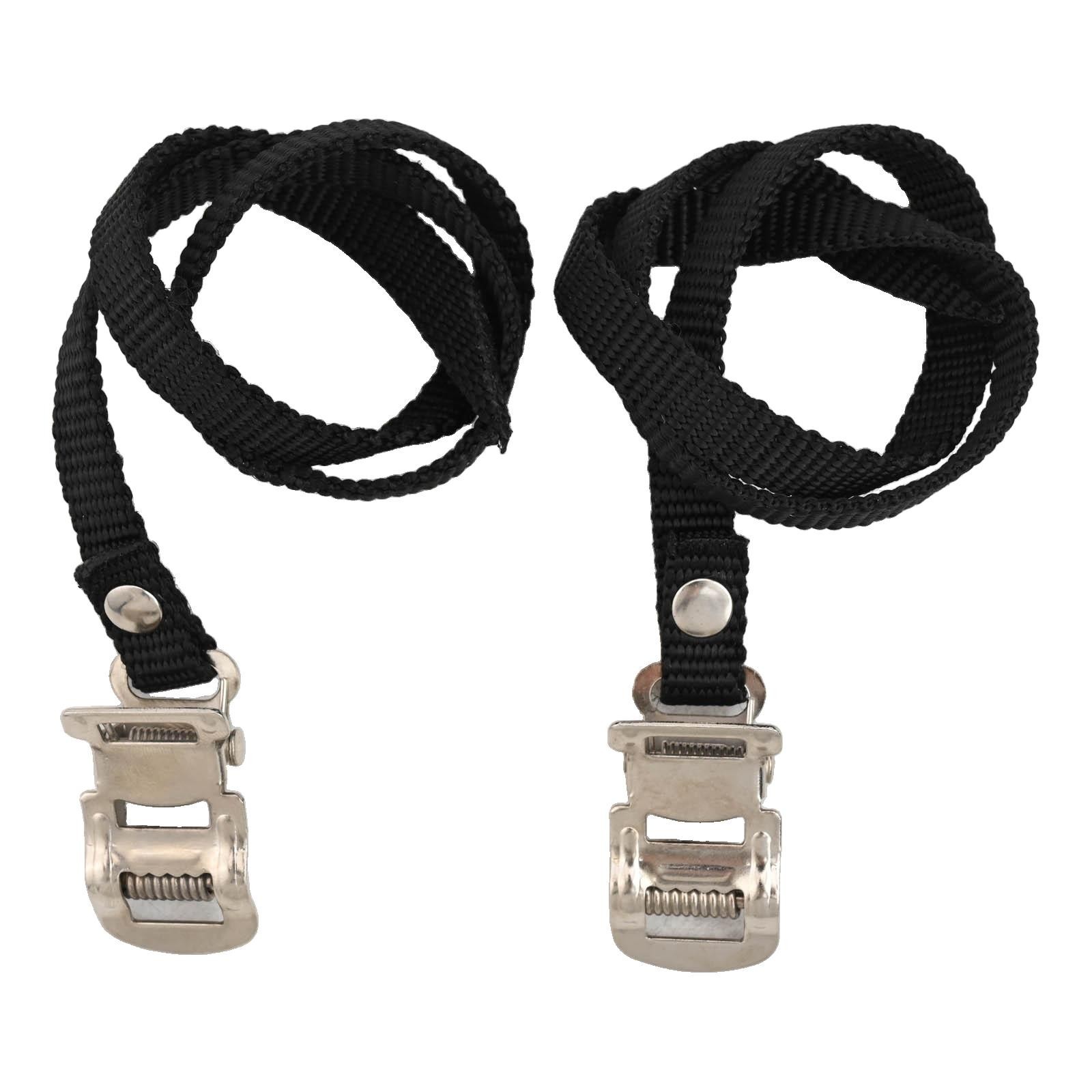 Replaceable Pedal Toe Straps for Exercise Bikes Adjustable Metal Buckle 2pcs