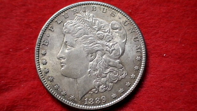 1889 Morgan Silver Dollar US $1 90% silver coin Philadelphia  - Extra Fine-A.U.