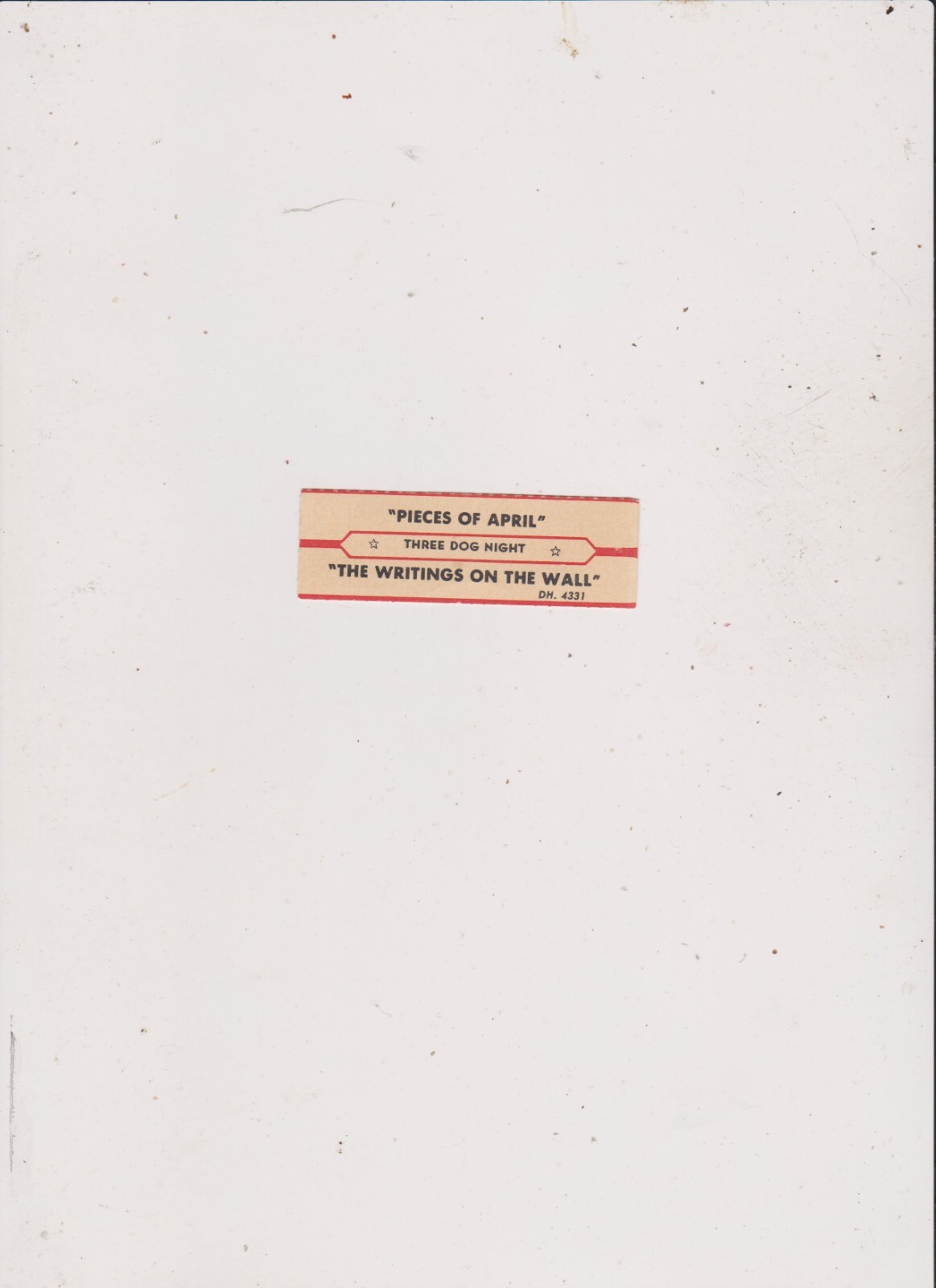 THREE DOG NIGHT-PIECES OF APRIL- JUKEBOX TITLE STRIP.FREE SHIPPING IN U S