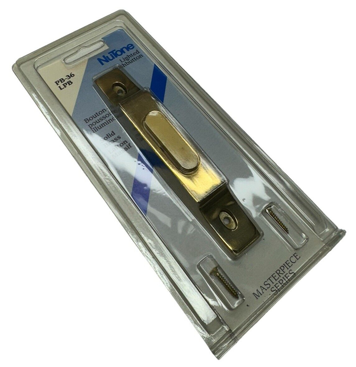 NuTone PB-36LPB Pushbutton Lighted Door Bell Solid Brass Polished