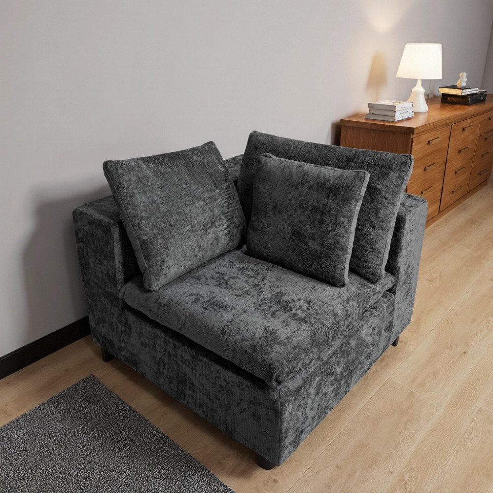 Modular Grey Corduroy Sectional Sofa w/ Chaise Lounge, No Assembly