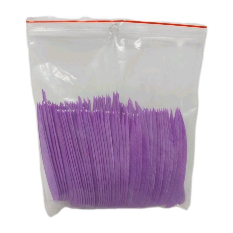 100pk Archery Arrow Feathers 4" Left Wing: Parabolic Purple