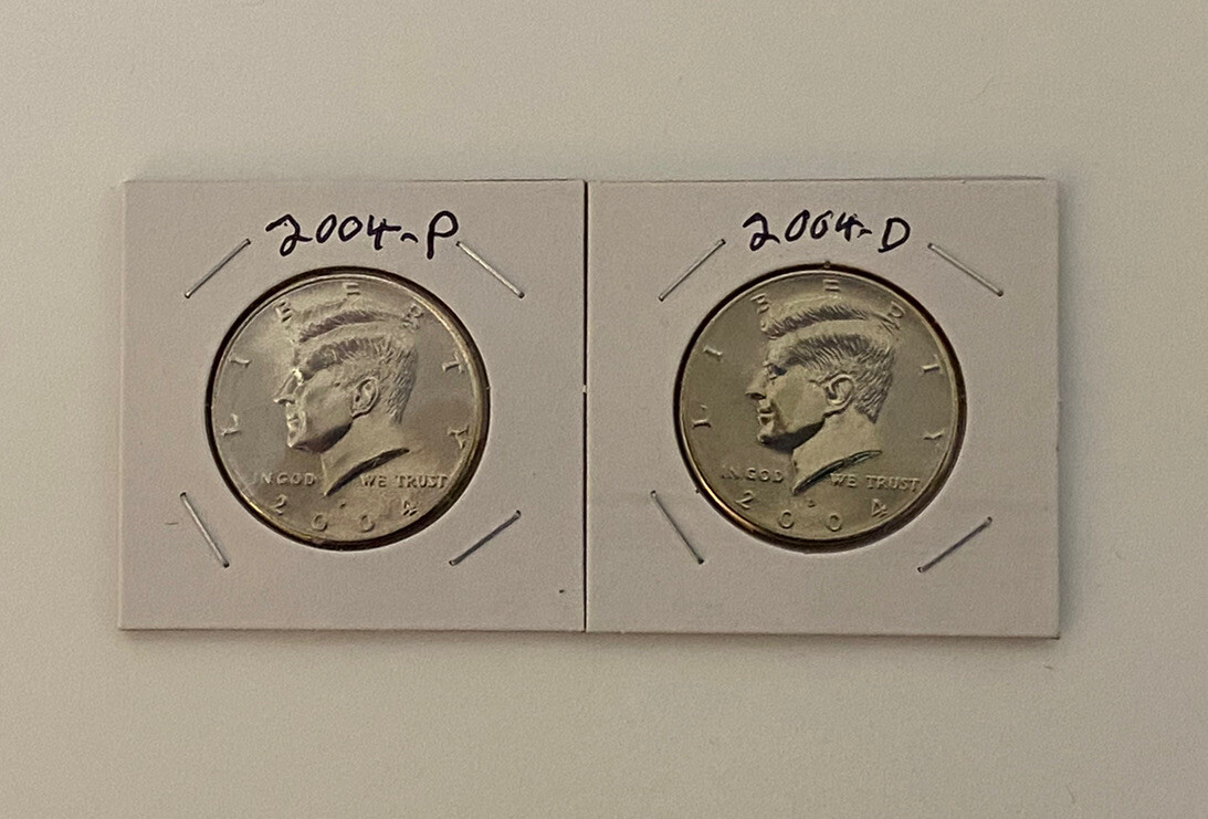 2004 P&D KENNEDY HALF DOLLAR Set (2 COIN SET) Brilliant Uncirculated Quality.
