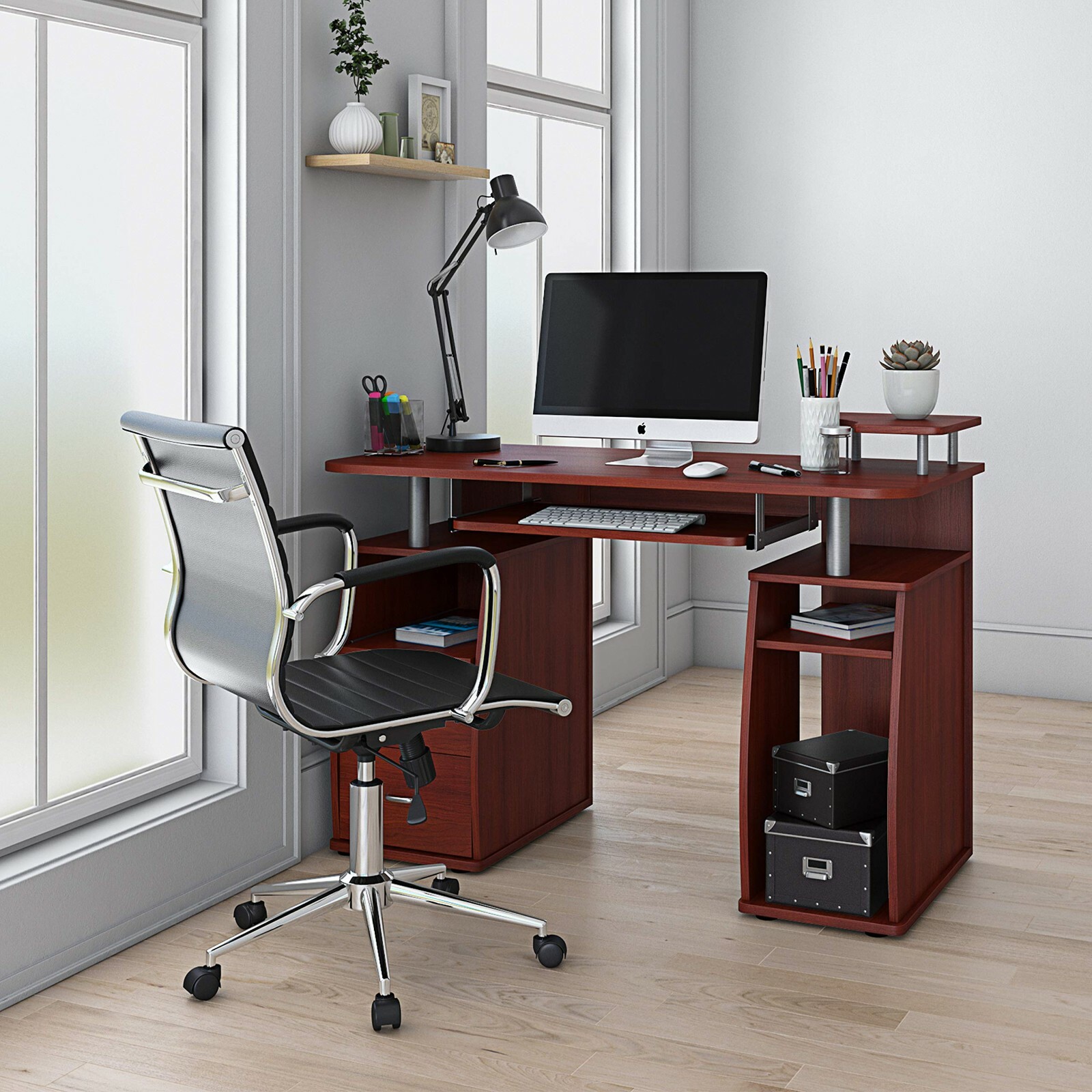 Techni Mobili Complete Computer Desk with Pull-Out Keyboard & Multiple Storage