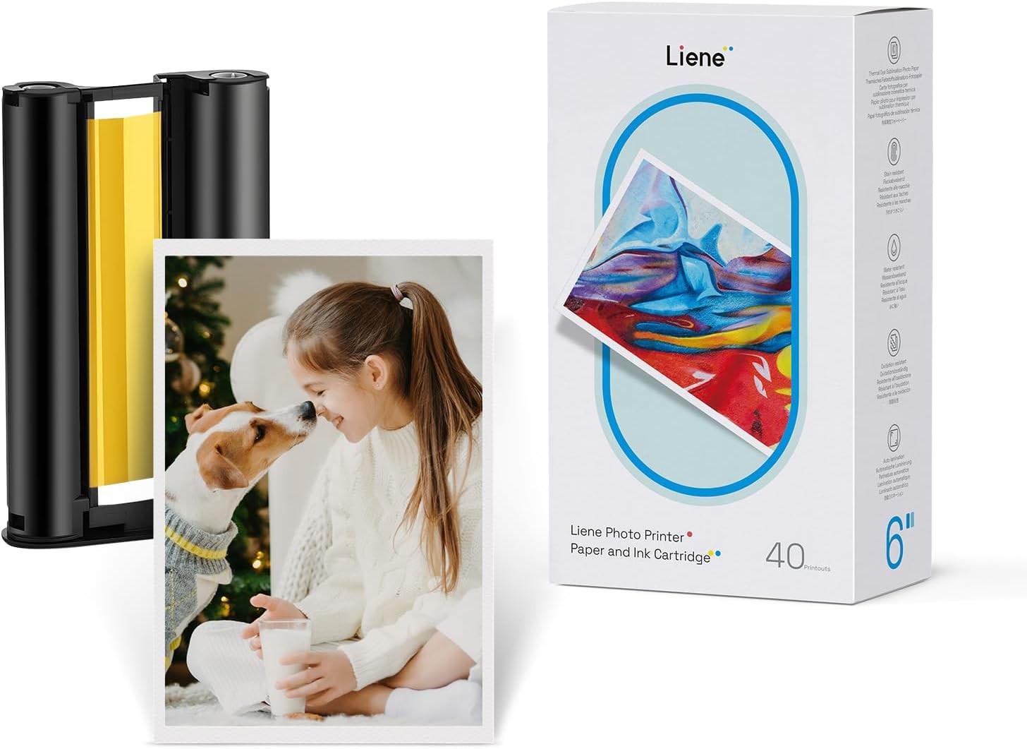 Liene Amber M100/M200 Fotodrucker, 10,2 x 15,2 cm, 40 Blatt Fotopapier und 1...