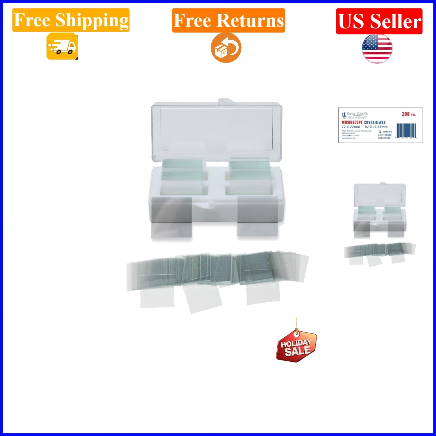 200 Pack 22x22mm Glass Microscope Cover Slips, Thick, Flat, Clear