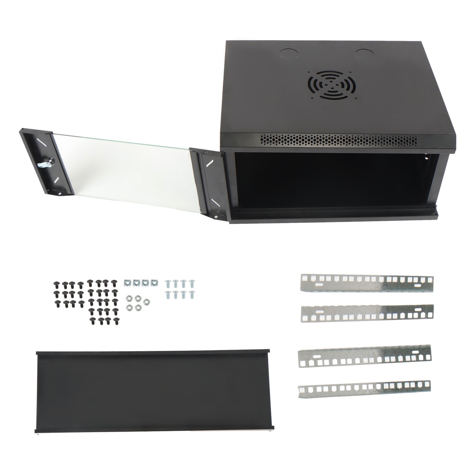 6U Wall Cabinet for Data Center, Office - 15.5" Deep, Secure Locking Glass Door