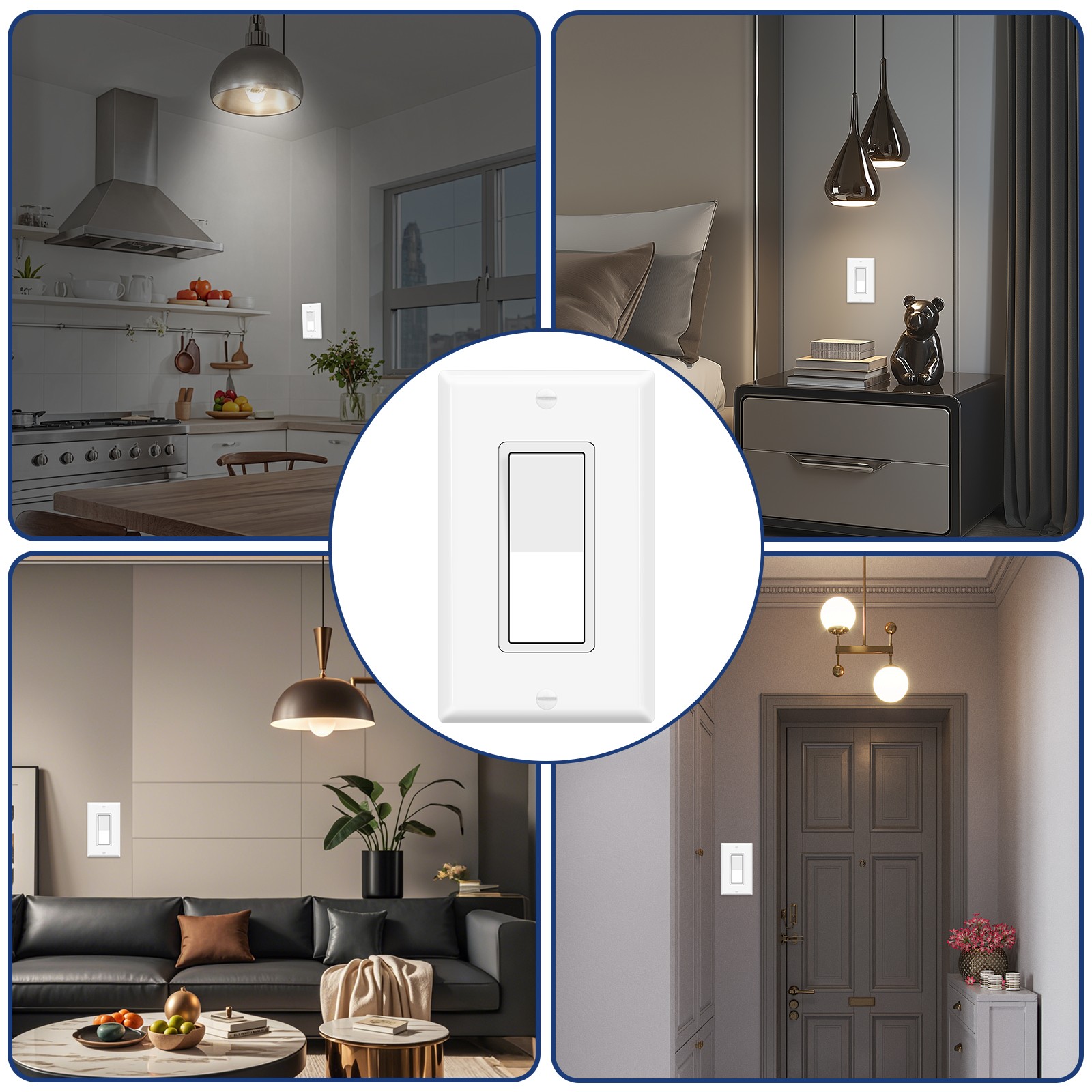 Single Pole Wall Light Switch 15A 120/277V On/Off Rocker Paddle Interrupter × 40