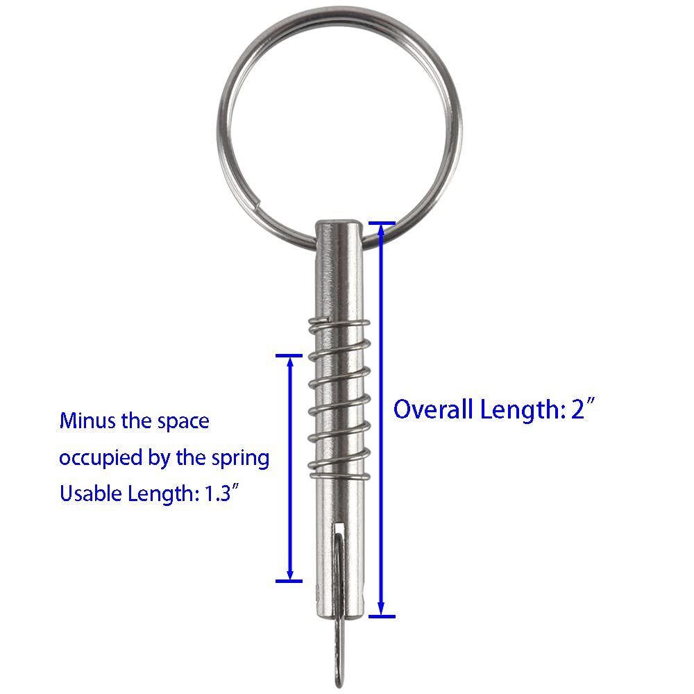 4 Pcs Quick Release Pin w/Drop Cam & Spring Diameter 1/4"6.3mm Usable Length ...