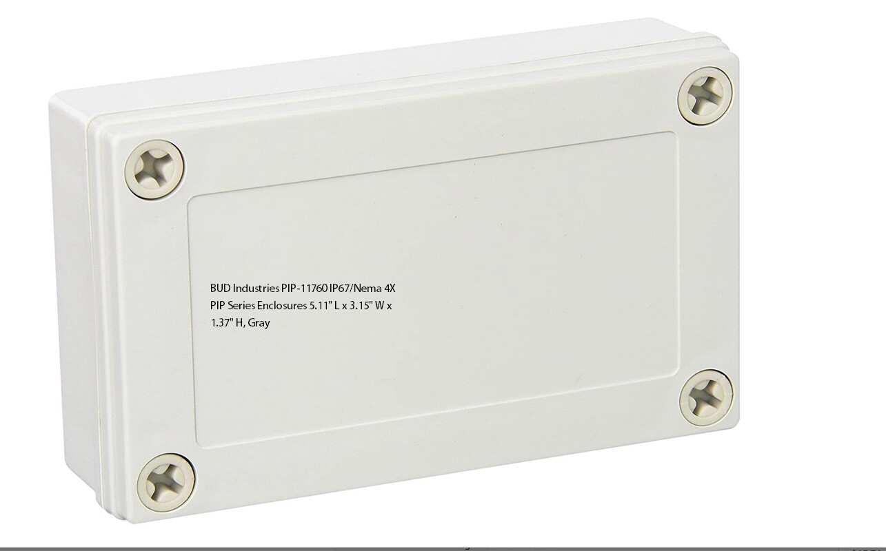 BUD Industries PIP-11760 IP67/Nema 4X PIP Series enc 5.11" L x 3.15" W x 1.37"