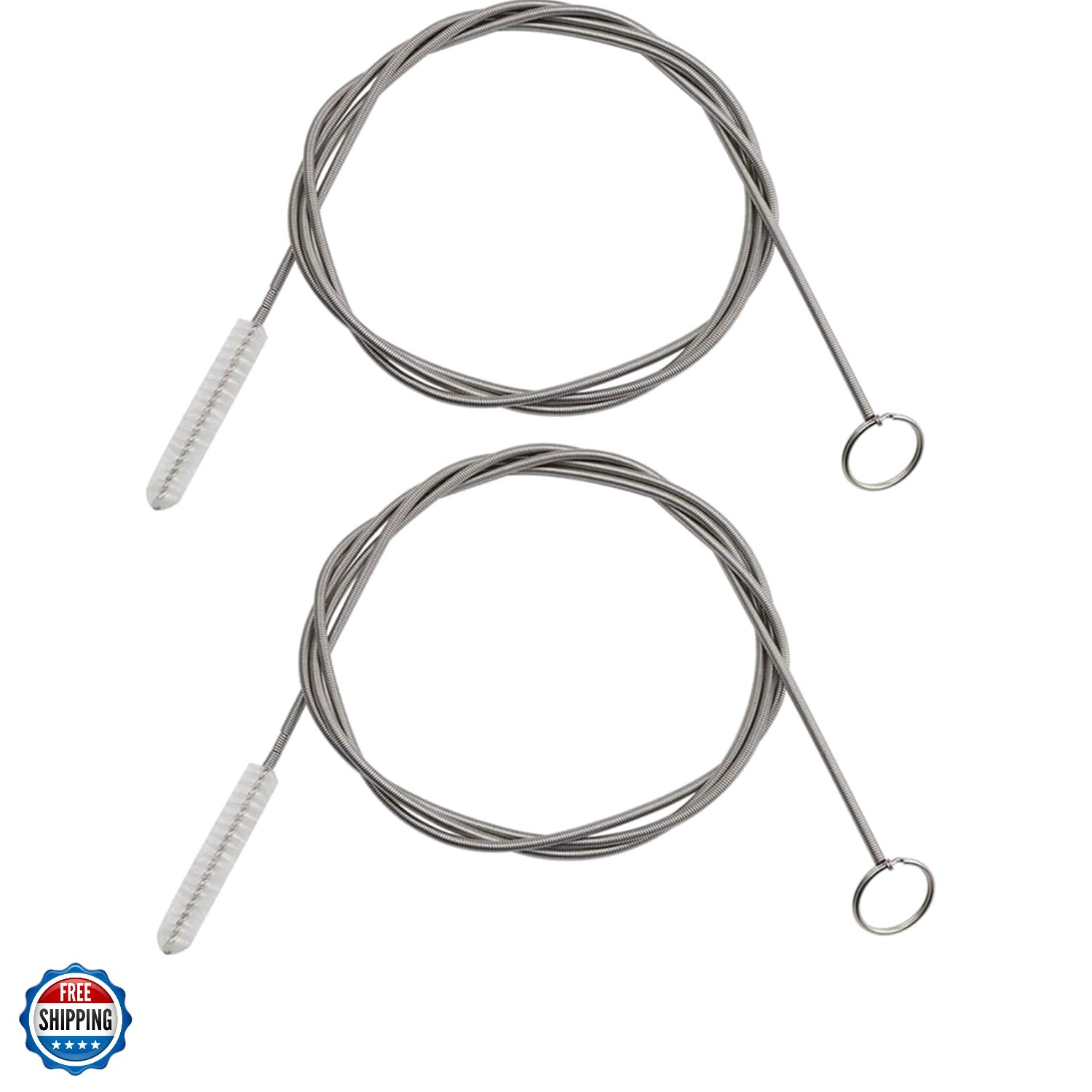 2 Pack 60 Inch Long Flexible Tube Cleaning Brush, Stainless Steel and Nylon B...