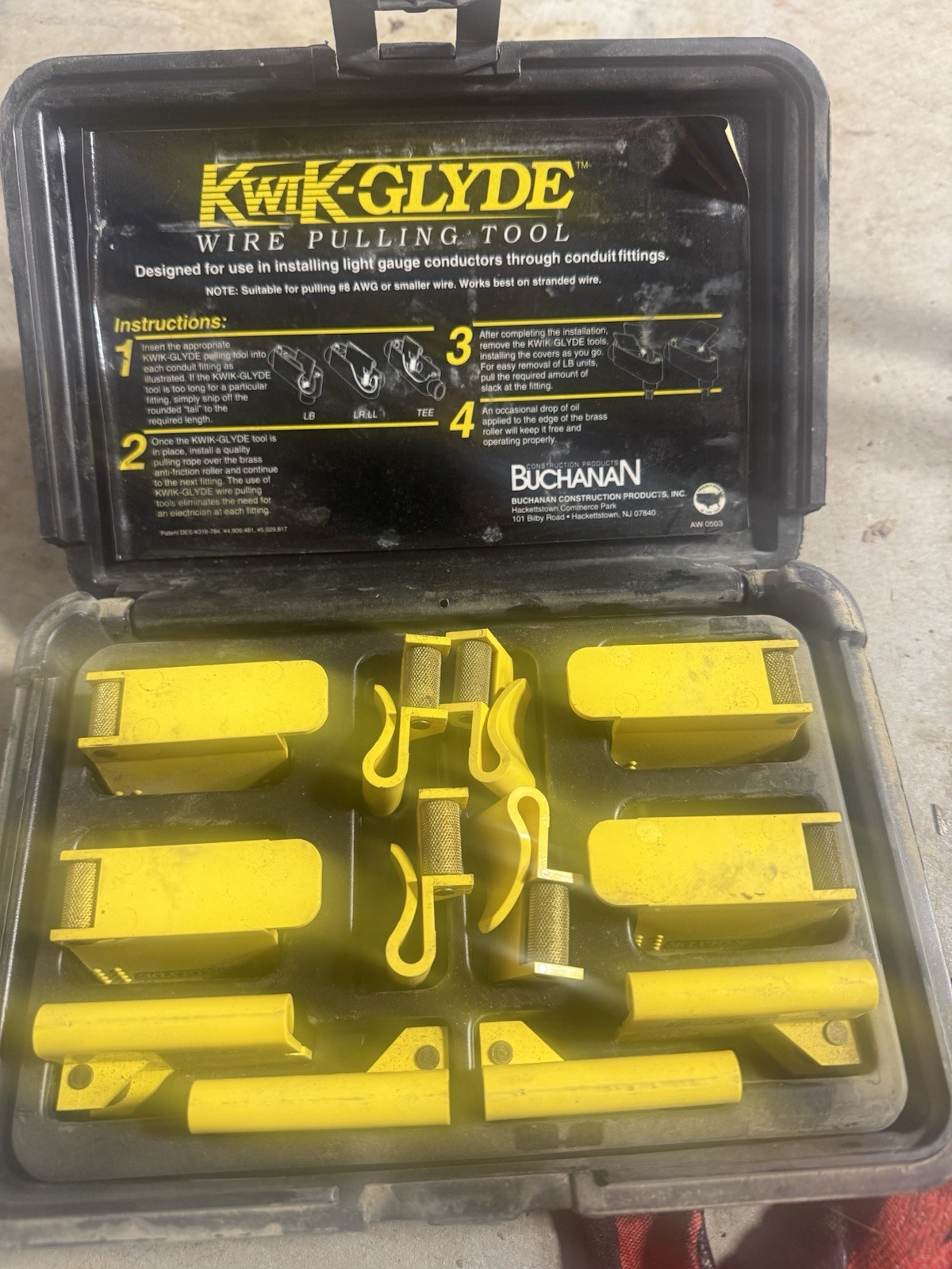 Buchanan Kwik-Glyde Wire Pulling Tool Kit Set w/ Black Case MPN AW 0503