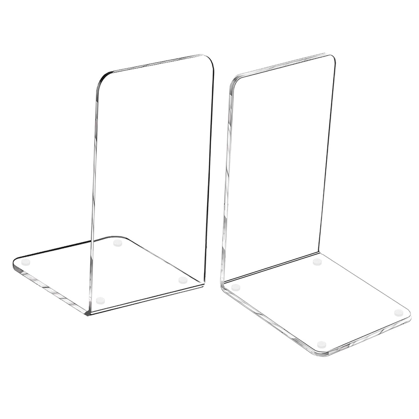 MerryNine Clear Book Ends 2pcs, Acrylic 2 Pcs - 7.08 x 4.72 in, Th:3mm/0.12"